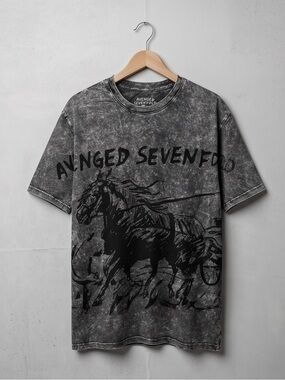 Unisex Avenged Sevenfold Distressed Acid Wash Graphic Band Tee